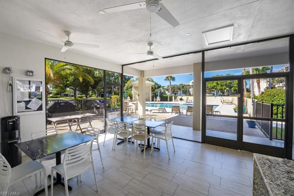 Community room by the pool and tennis courts