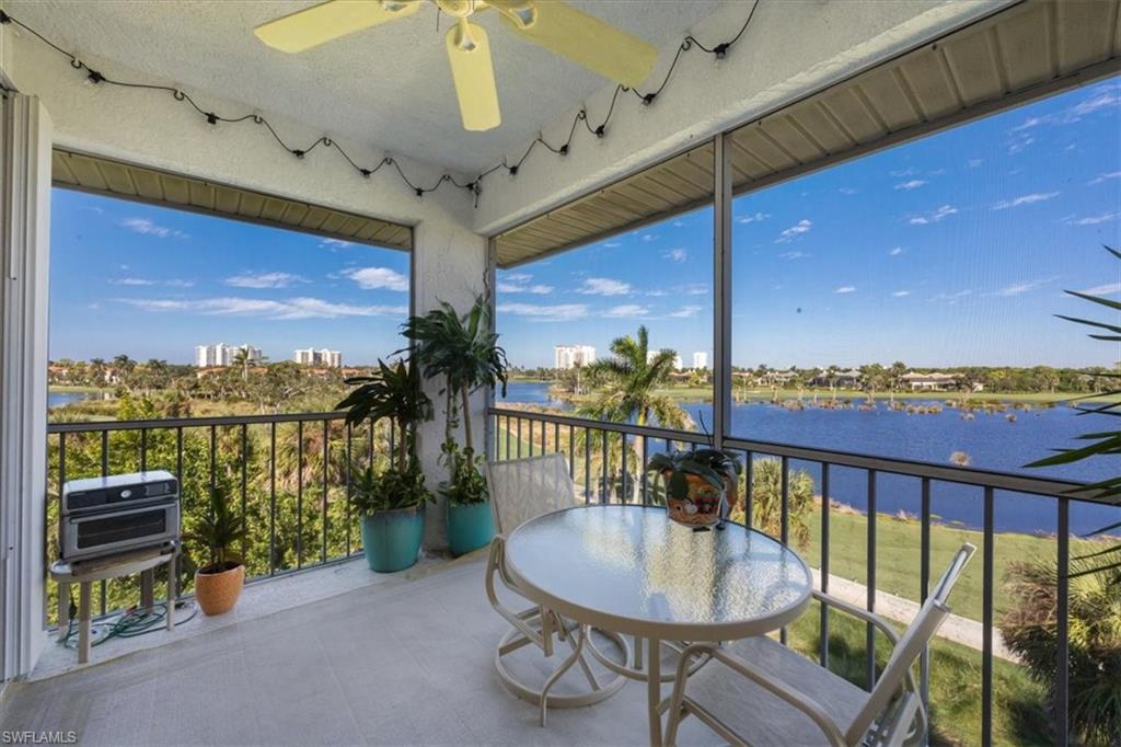 Screened in lanai, northern facing, sunrise to the right and sunset to the left, lake and golf course view