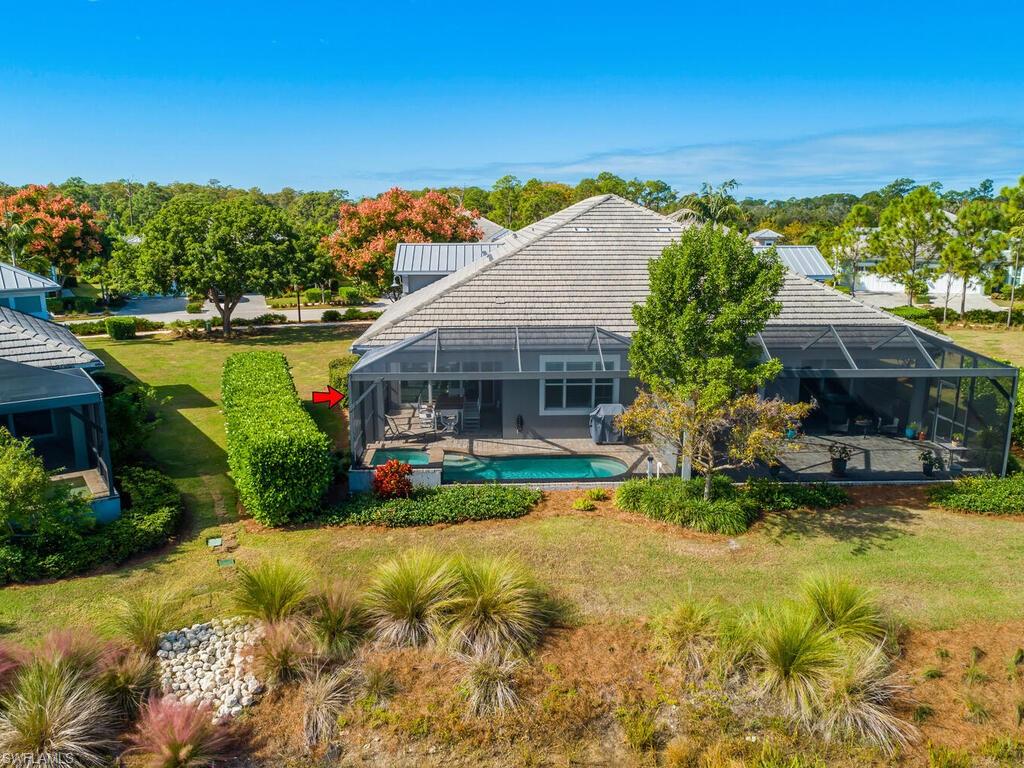 Take note of the large lot to the left of the pool.