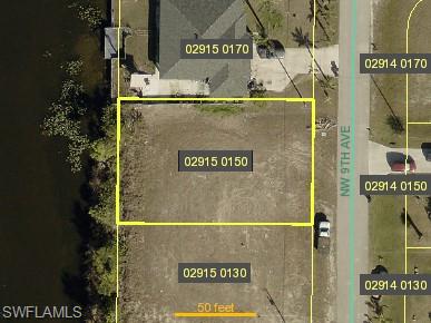 Aerial overview of property's location featuring property boundaries highlighted