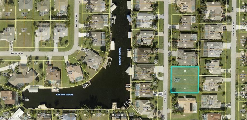 Aerial map of property and surrounding area featuring property parcel outlined
