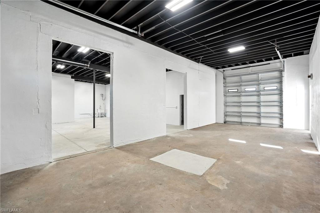 Brightly lit huge open garage space