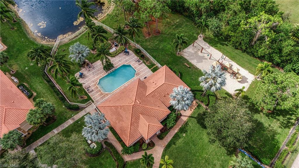 Aerial view of a pool area