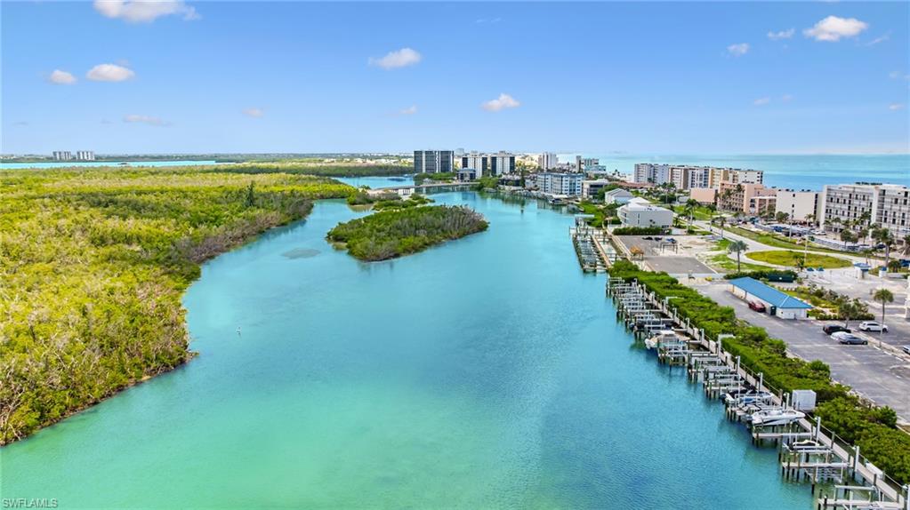 View of urban area with a large body of water