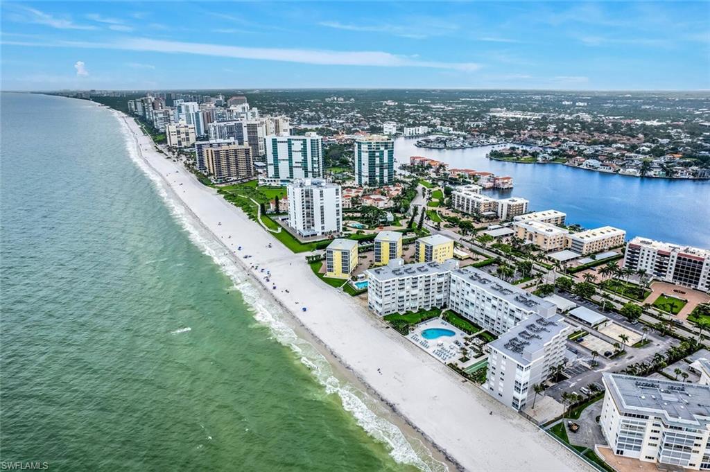 View of urban area with unending shoreline