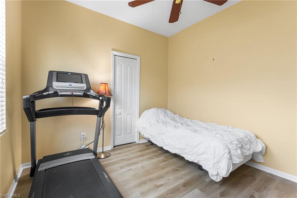 Your 5th bedroom is located on the first level. The full bathroom is right outside this bedroom door.