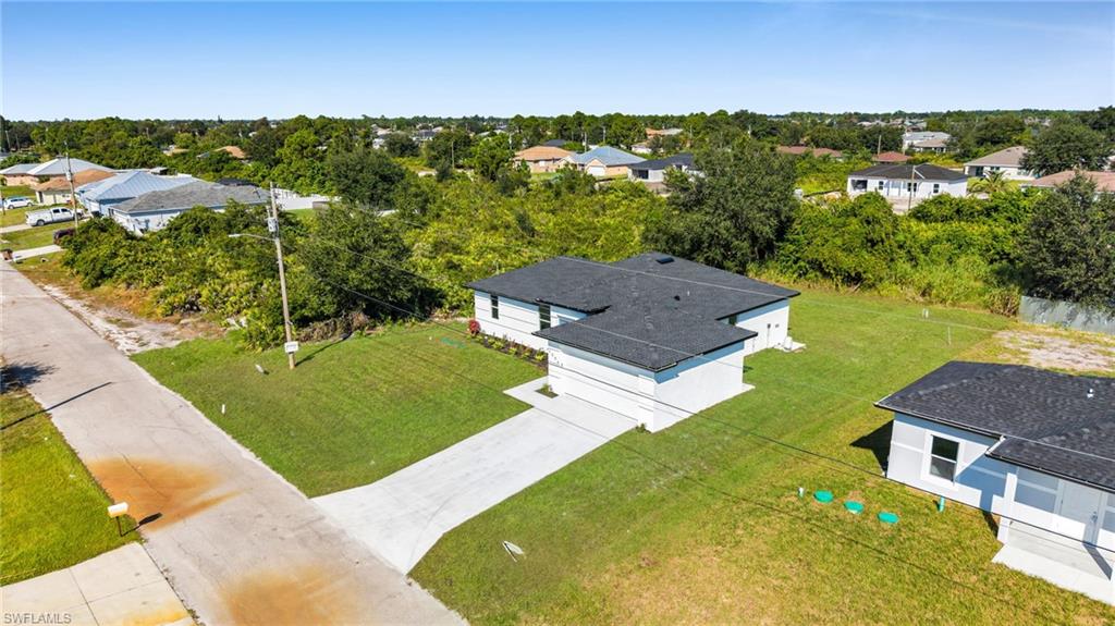Aerial perspective of suburban area