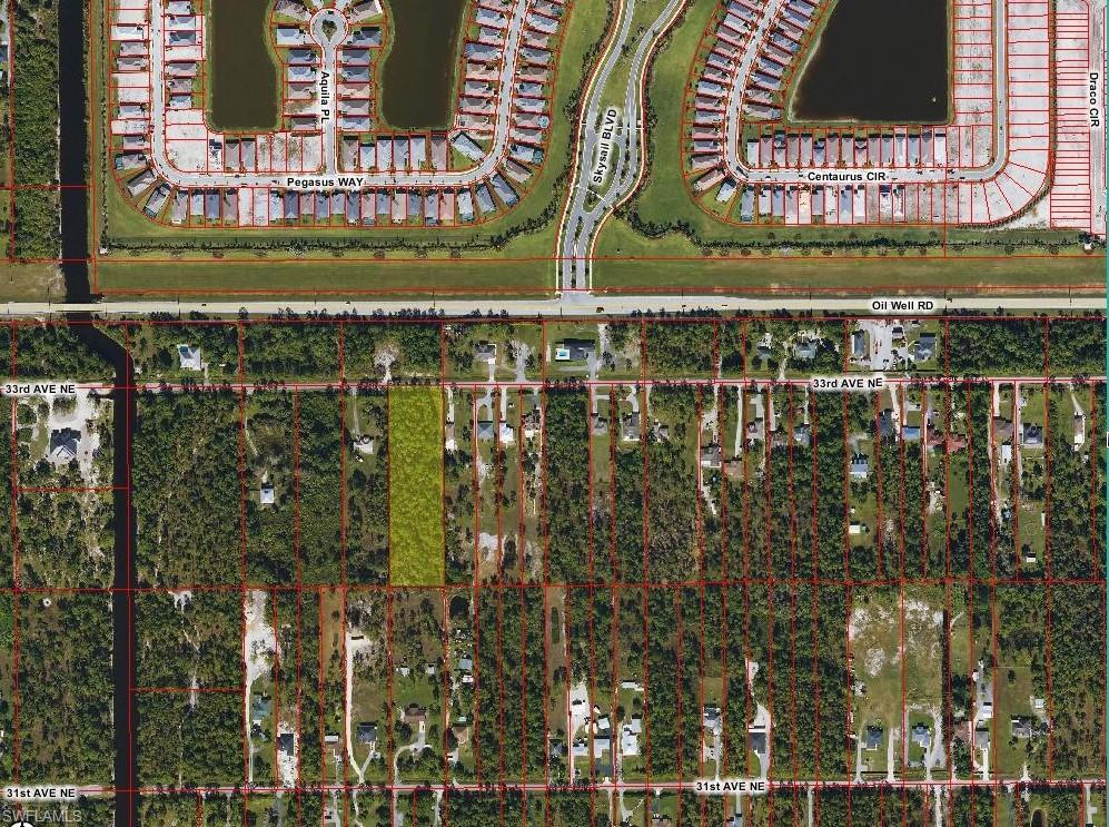 Aerial overview of property's location with property parcel outlined