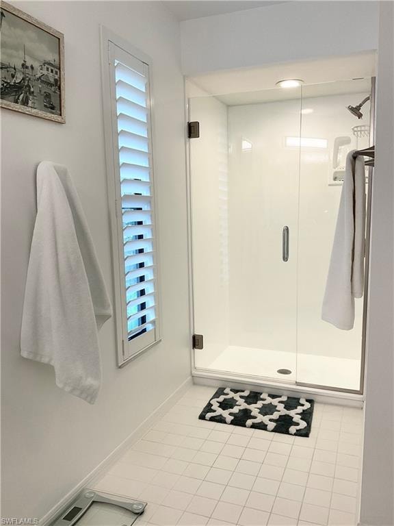 Guest bathroom has walk-in shower