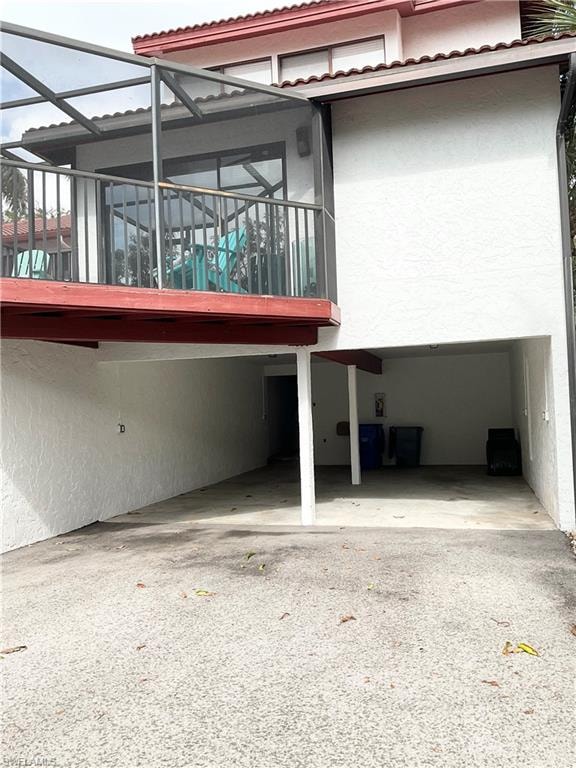 Covered carport is on right