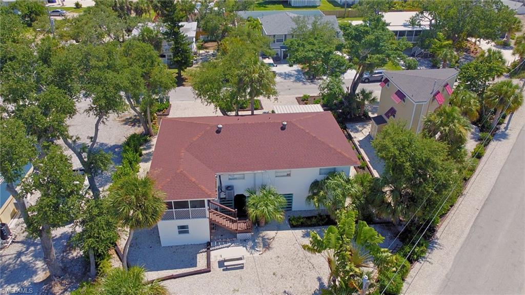 Drone view of Large Duplex on FMB  - Walk to the Beach VIRTUALLY EDITED