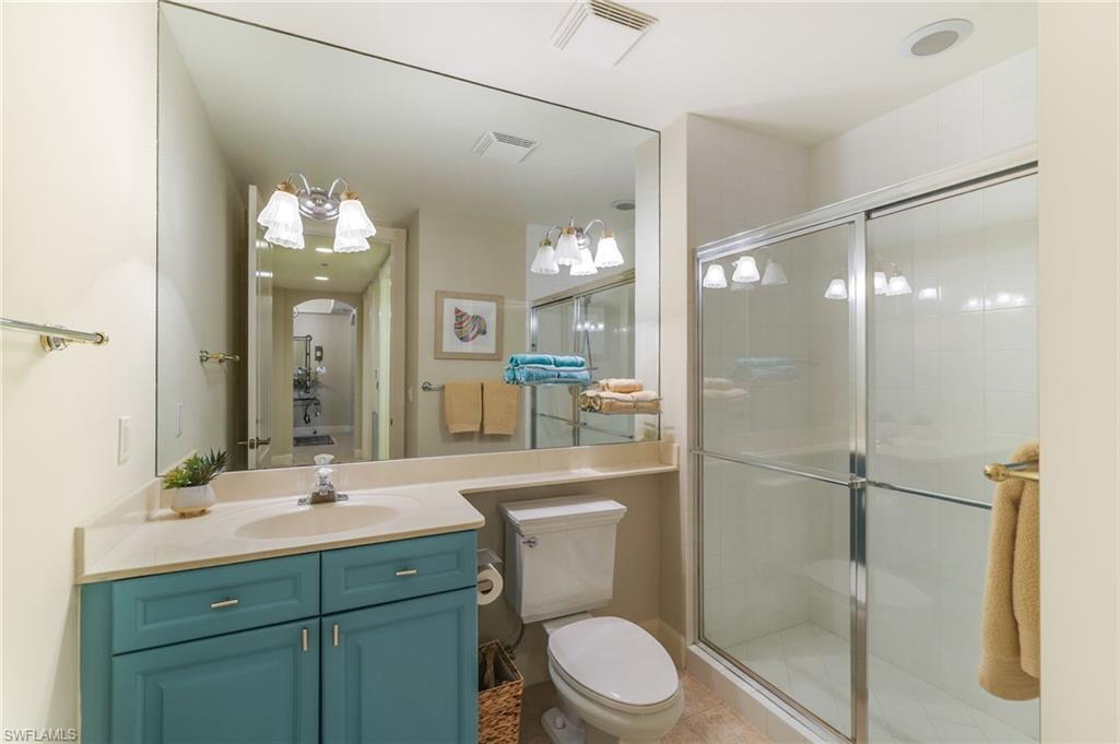 Ensuite Bathroom view of shower with corner bench