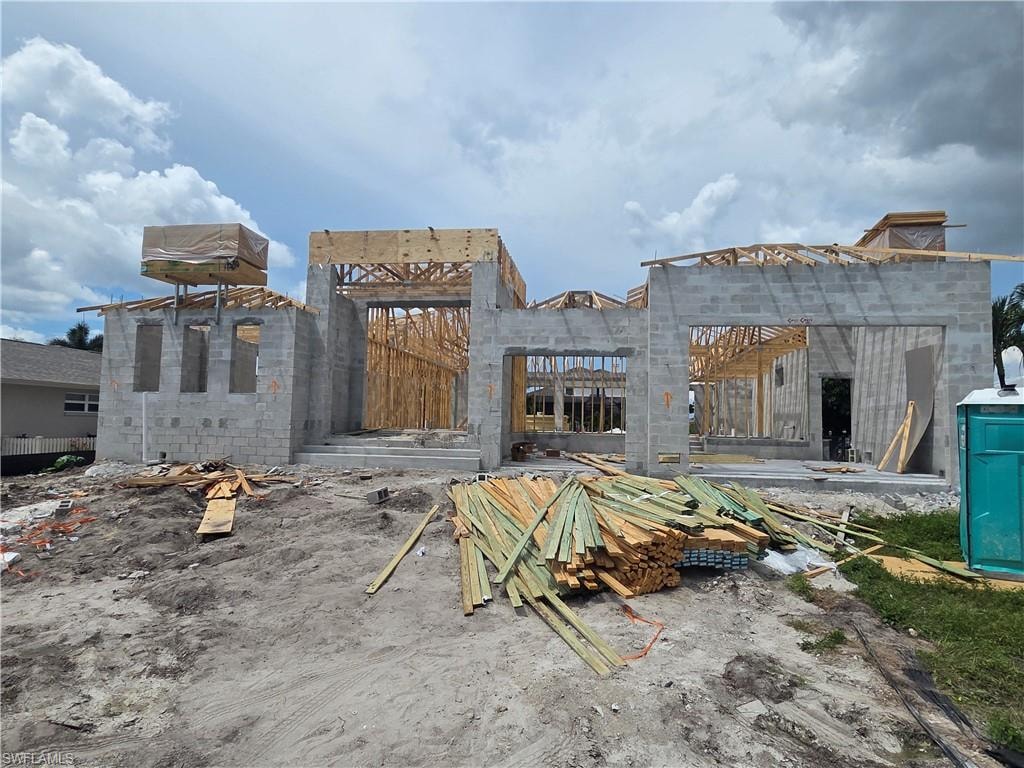Concrete block construction with wood framing
