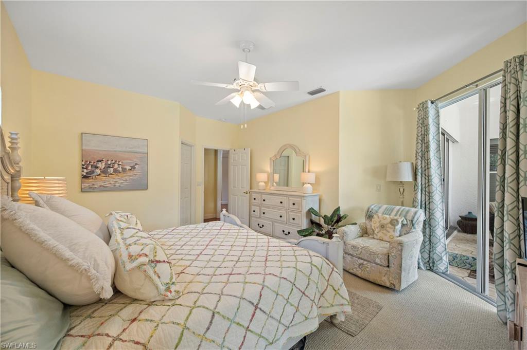Bedroom featuring carpet floors and a ceiling fan