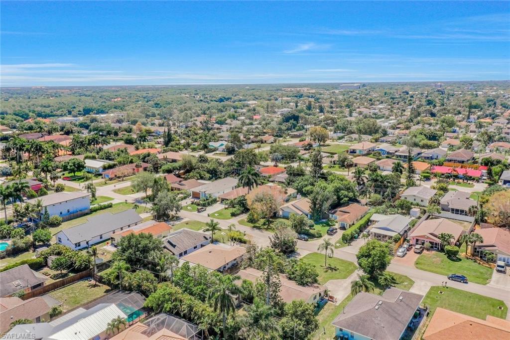 Aerial perspective of suburban area