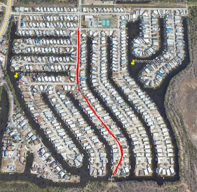 The two sides of Bayside Estates, saltwater vs freshwater