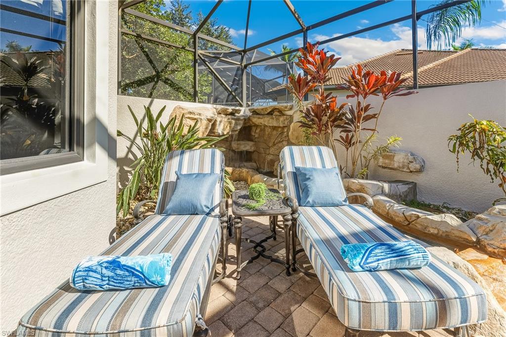 Chaise lounges with waterfall feature