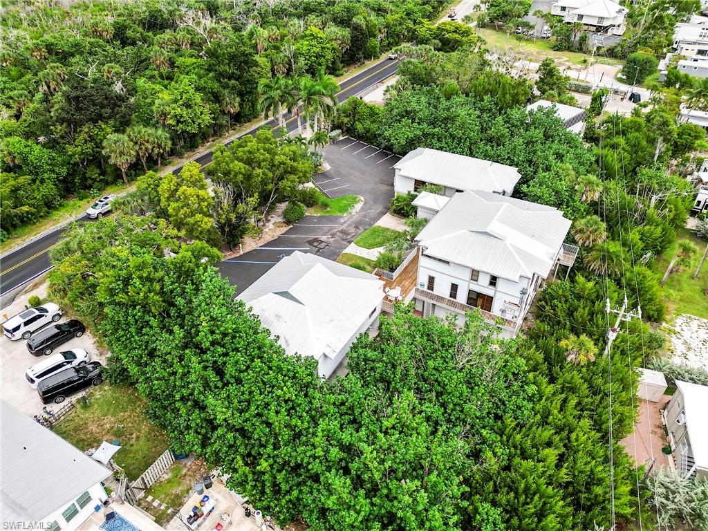 Drone / aerial view of a tree filled landscape