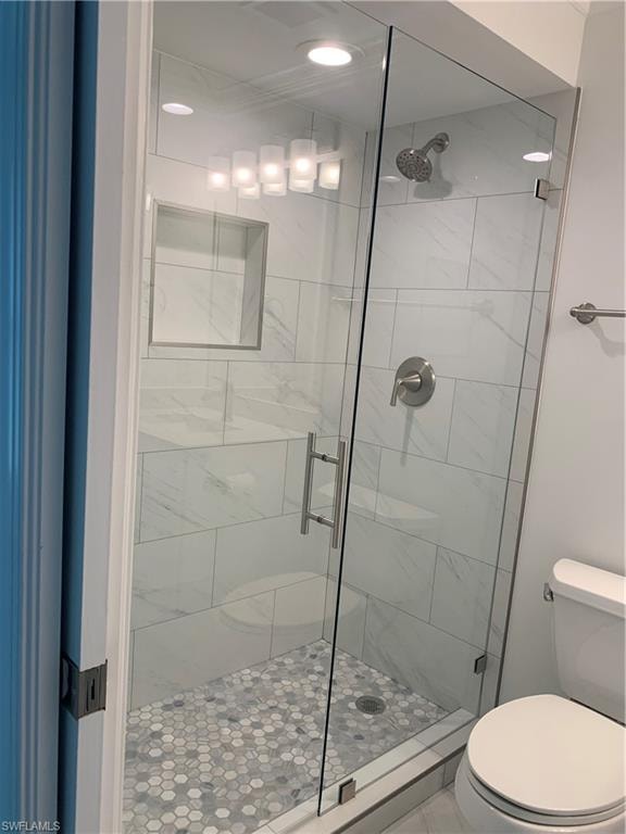 On suite Primary bath  featuring large shower area
