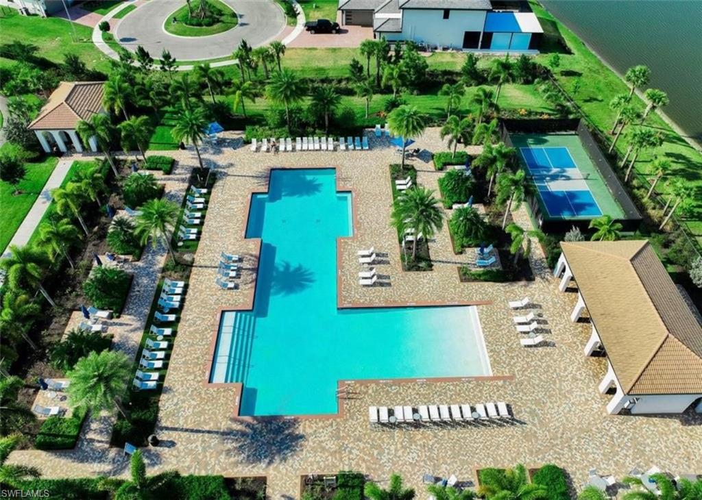 Aerial view of a pool area