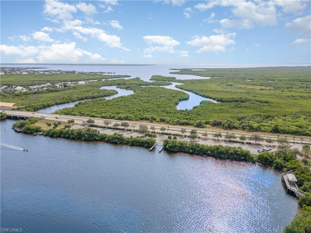 Aerial view of a large body of water