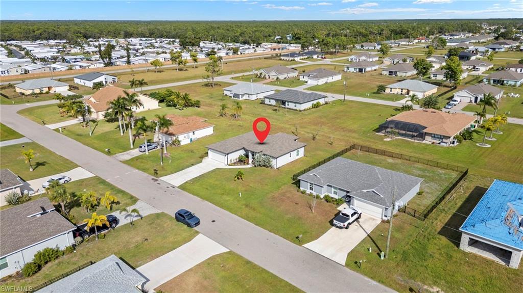 Aerial view of residential area