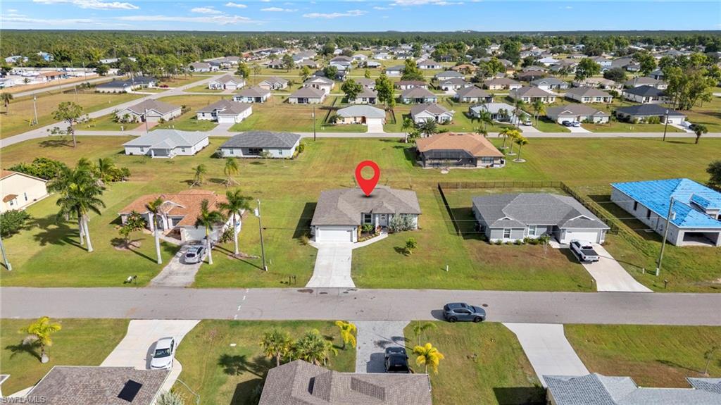 Aerial perspective of suburban area