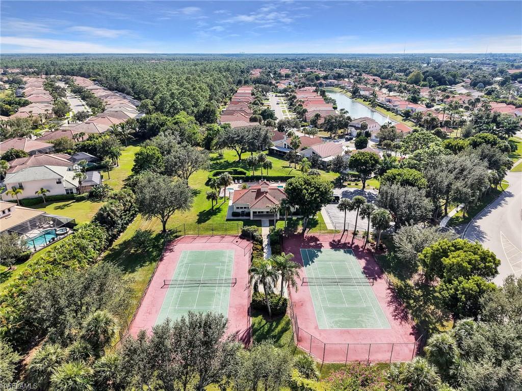 Aerial view of tennis courts.