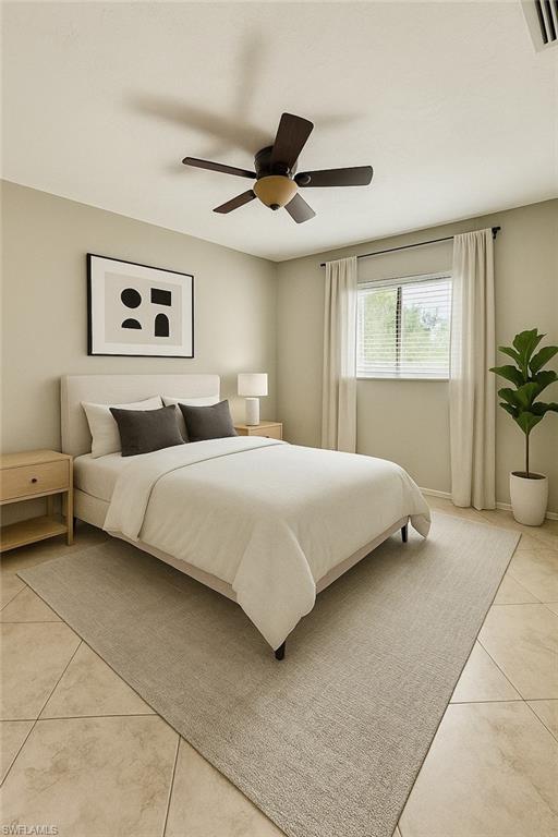 Virtually staged with lots of light & ceramic tiles