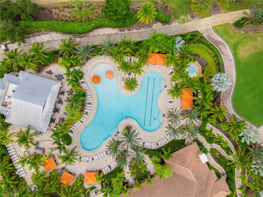 Bird's eye view of a pool area