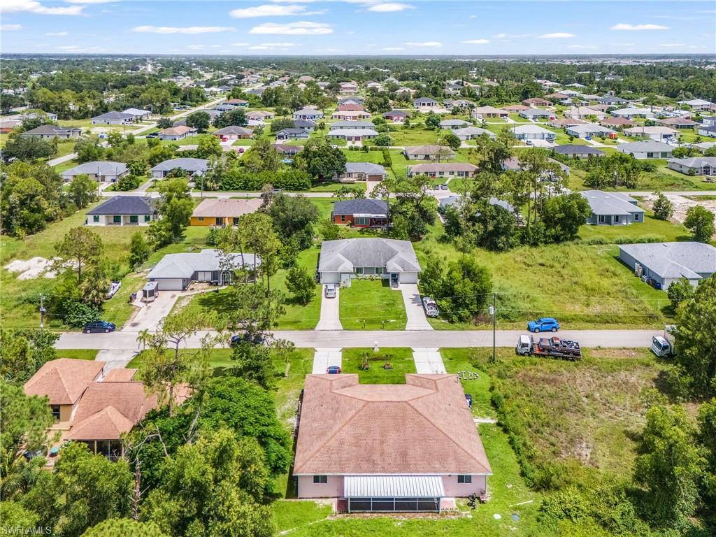 Aerial perspective of suburban area