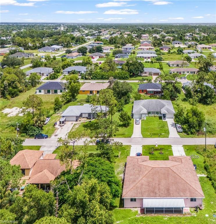 Aerial perspective of suburban area