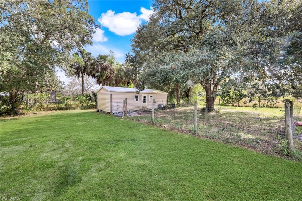 Backyard with shed.