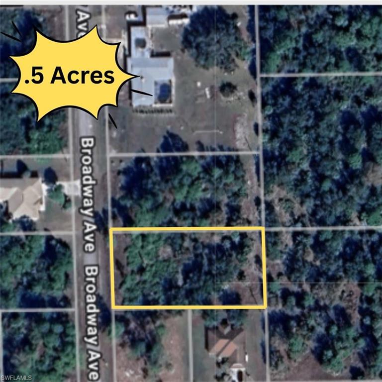 Aerial map of property and surrounding area with property parcel outlined