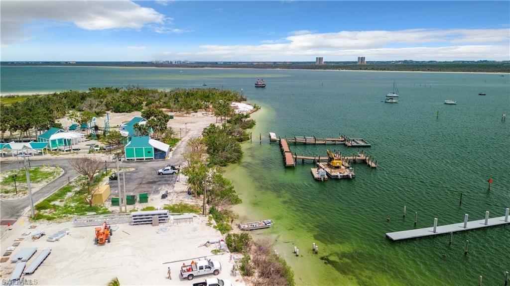 Aerial view of a nearby bay to the beach park on north tip
