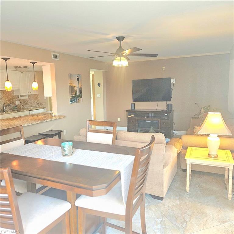 Dining area featuring ceiling fan