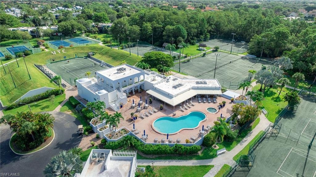 Aerial view of a pool area