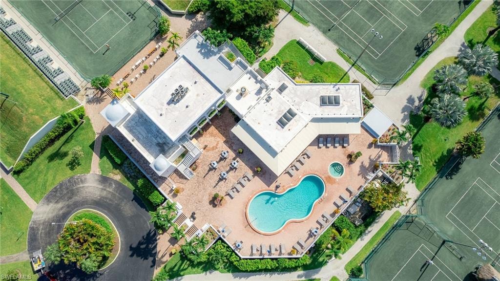 Bird's eye view of a pool