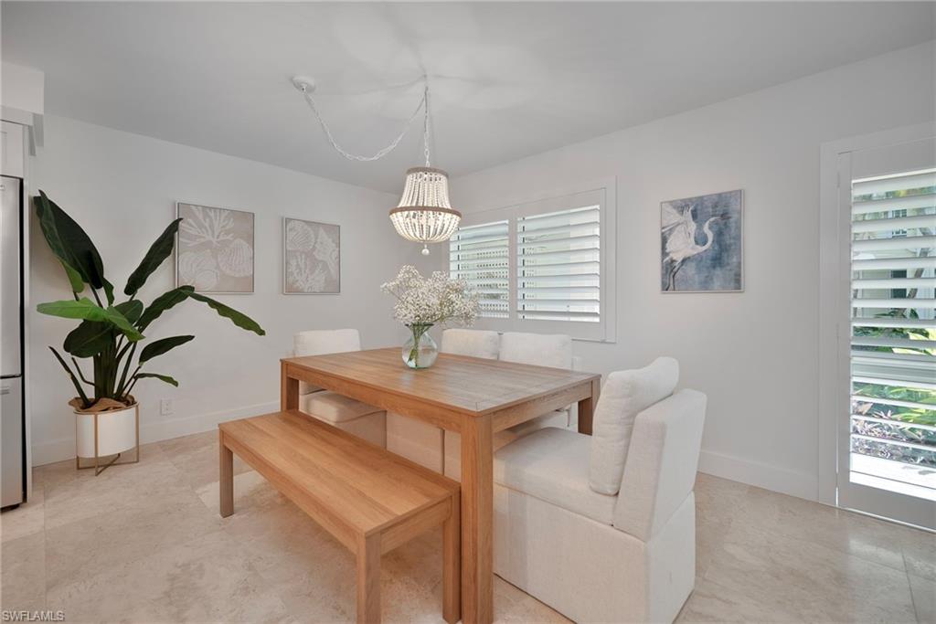 Dining area with baseboards