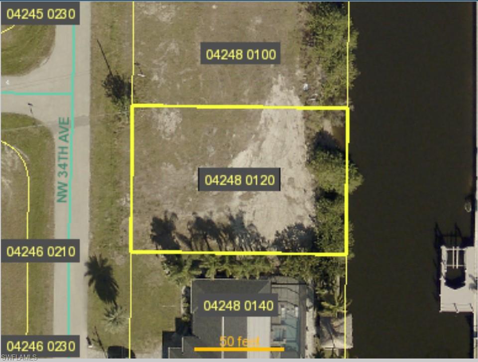 Aerial overview of property's location with property boundaries highlighted