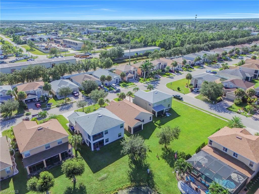 Aerial perspective of suburban area