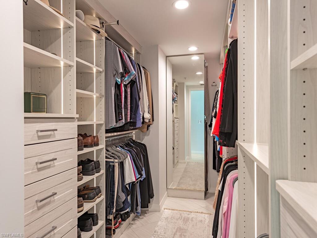 Custom closets with LED lighting