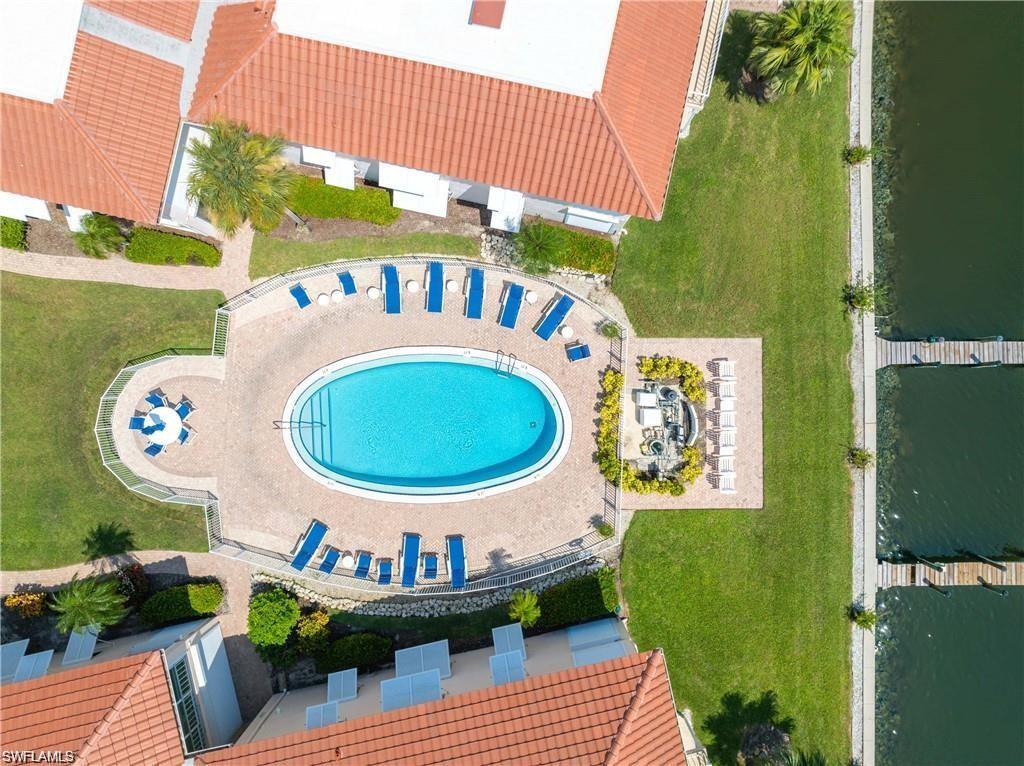 Aerial view of a pool