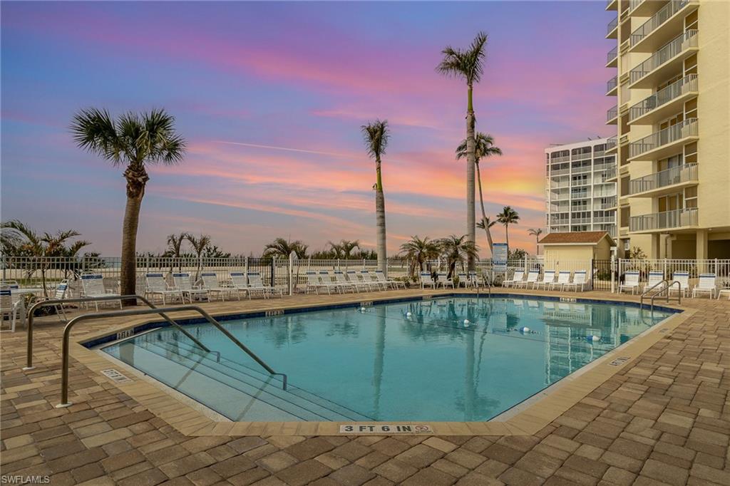 Community pool at dusk