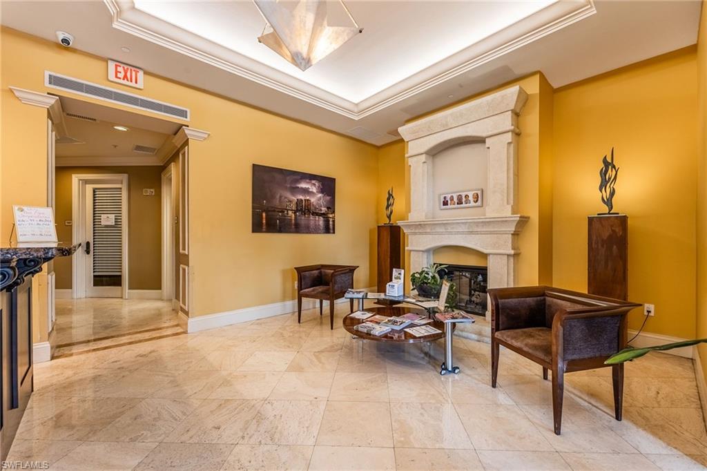 Building lobby featuring ornamental molding