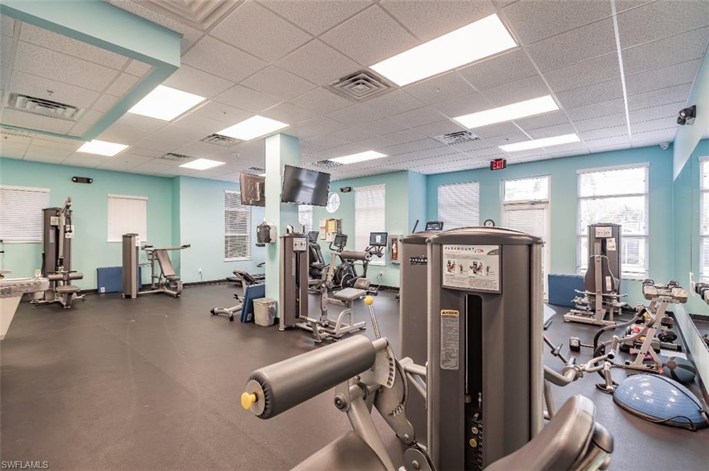 Gym room with ample exercise equipment