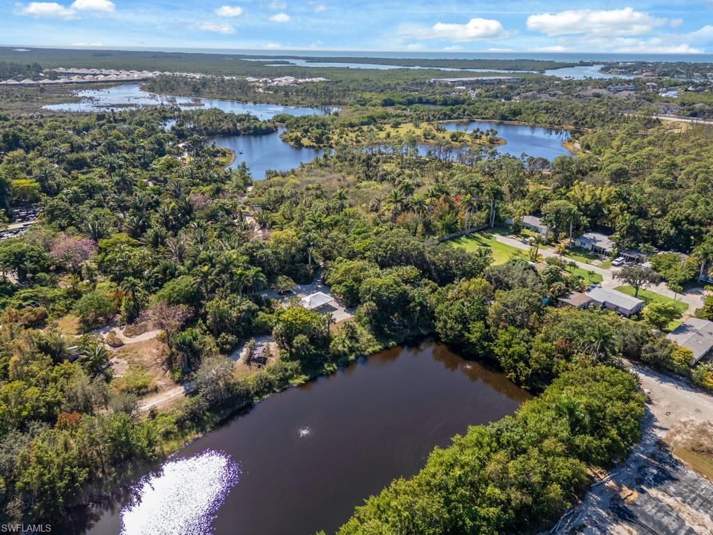 Bird's eye view of a nearby body of water