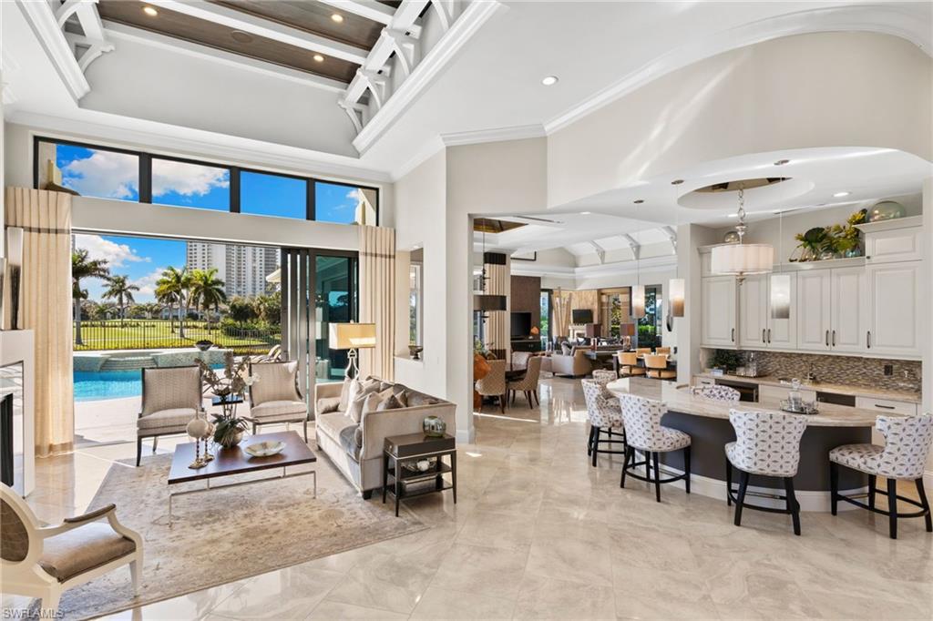 Open floor plan to kitchen and great room