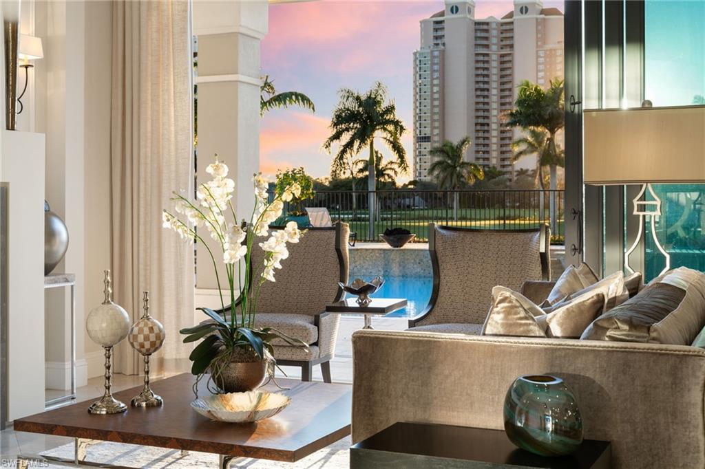 Formal living room with sliders to lanai