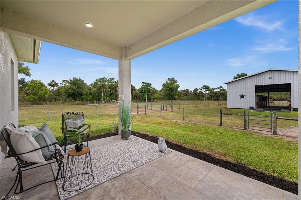 back patio overlooking barn and pastures